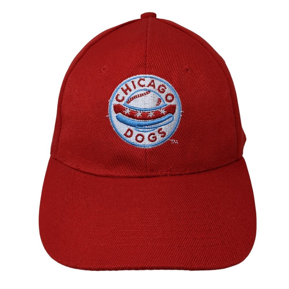 Chicago Dogs Strapback Baseball Cap Red One Size Adjustable Embroidered APC